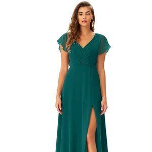 Azazie Rylee bridesmaid dress in peacock, size 4